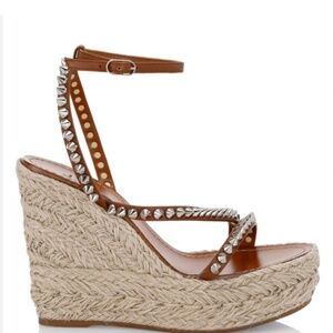 Christian Louboutin Brown Espadrille Wedges size 38 brand new